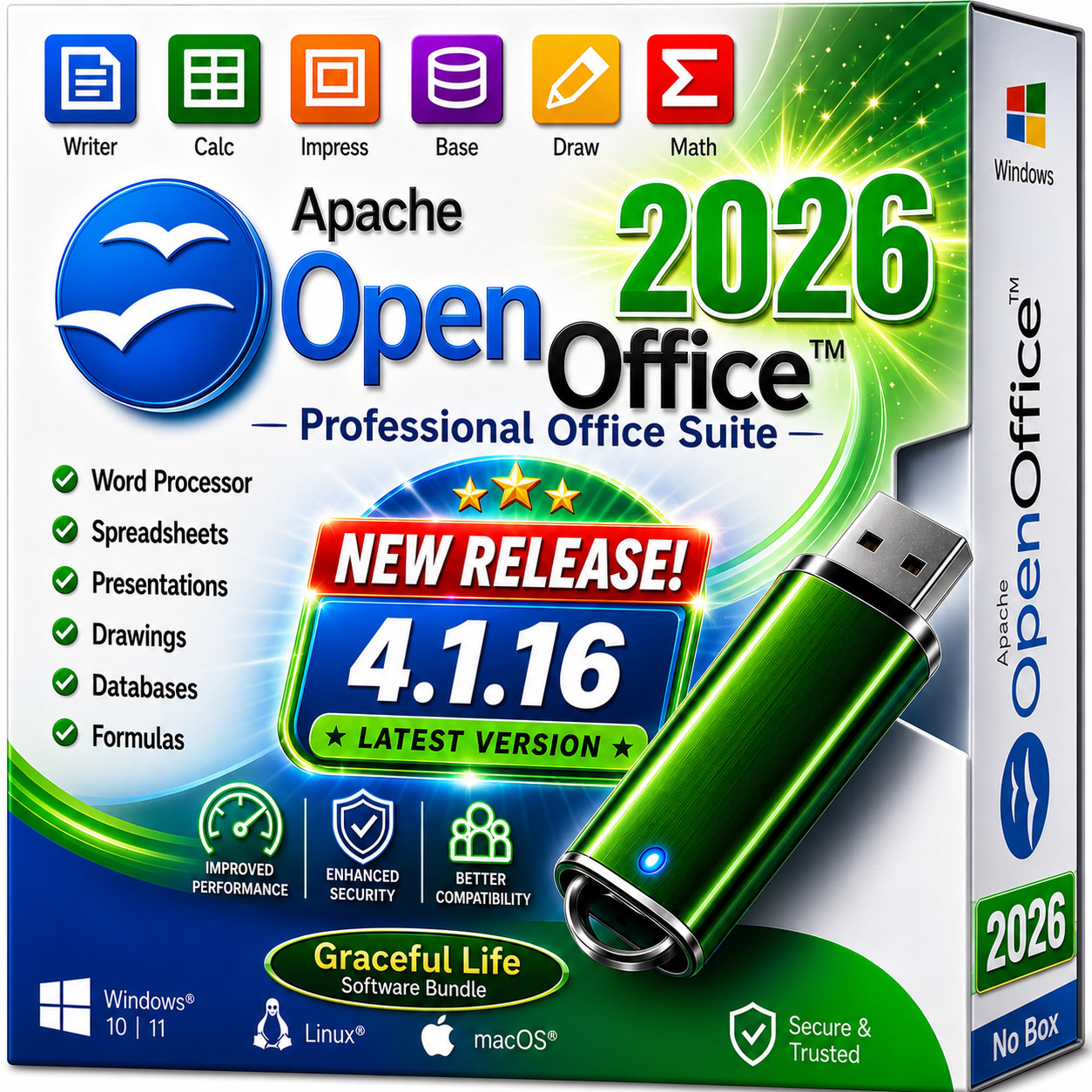 Open Office 4.1.16 Software Suite Windows Word Processing Home Student Business