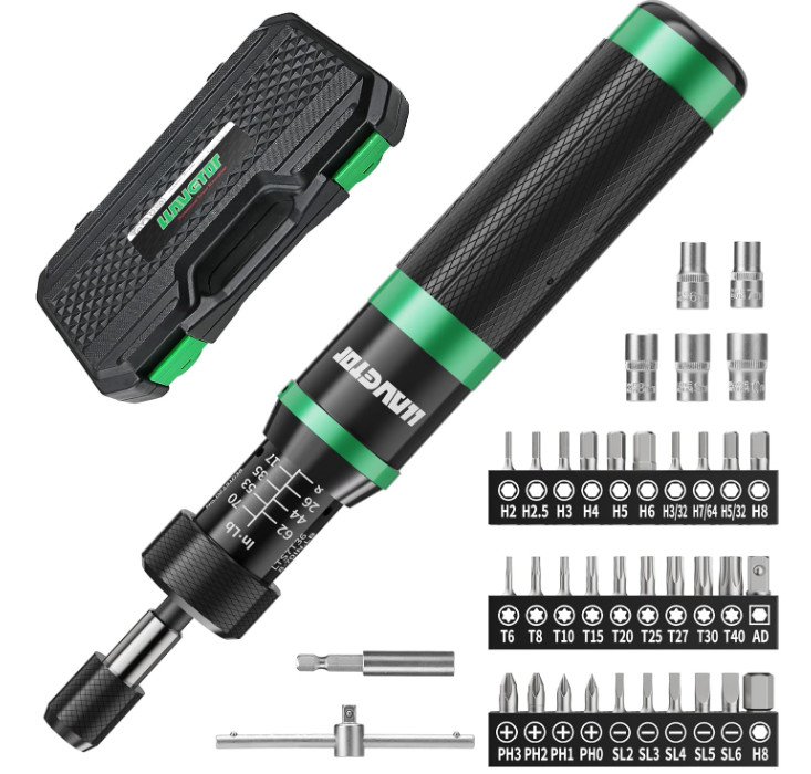 Juego de Destornillador Dinamométrico 1/4" 8-70 in-lb con Puntas S2