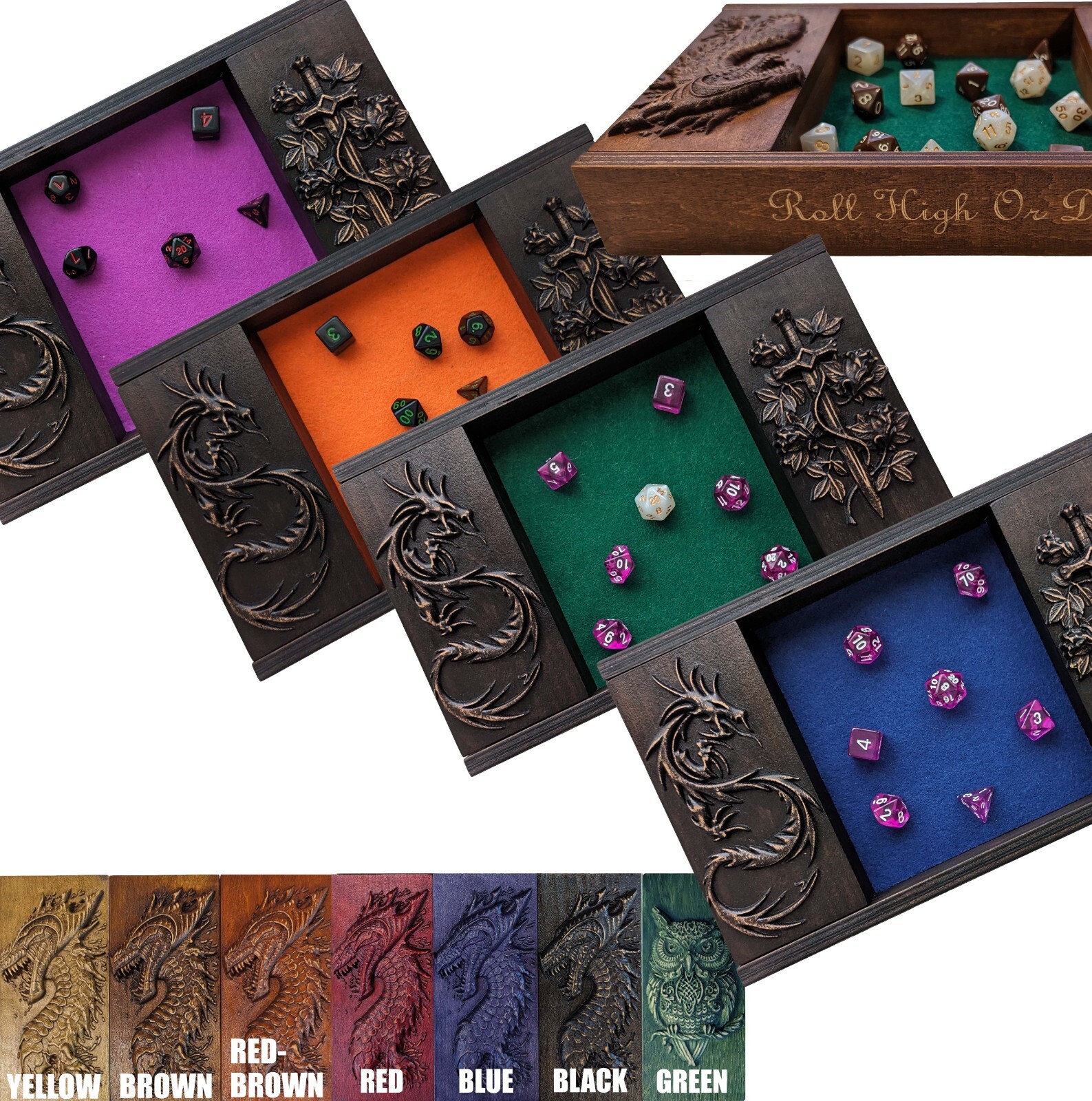 Dice tray Dice holder | Many felt colors | Dice box | Perfect Gift for D&D Fans