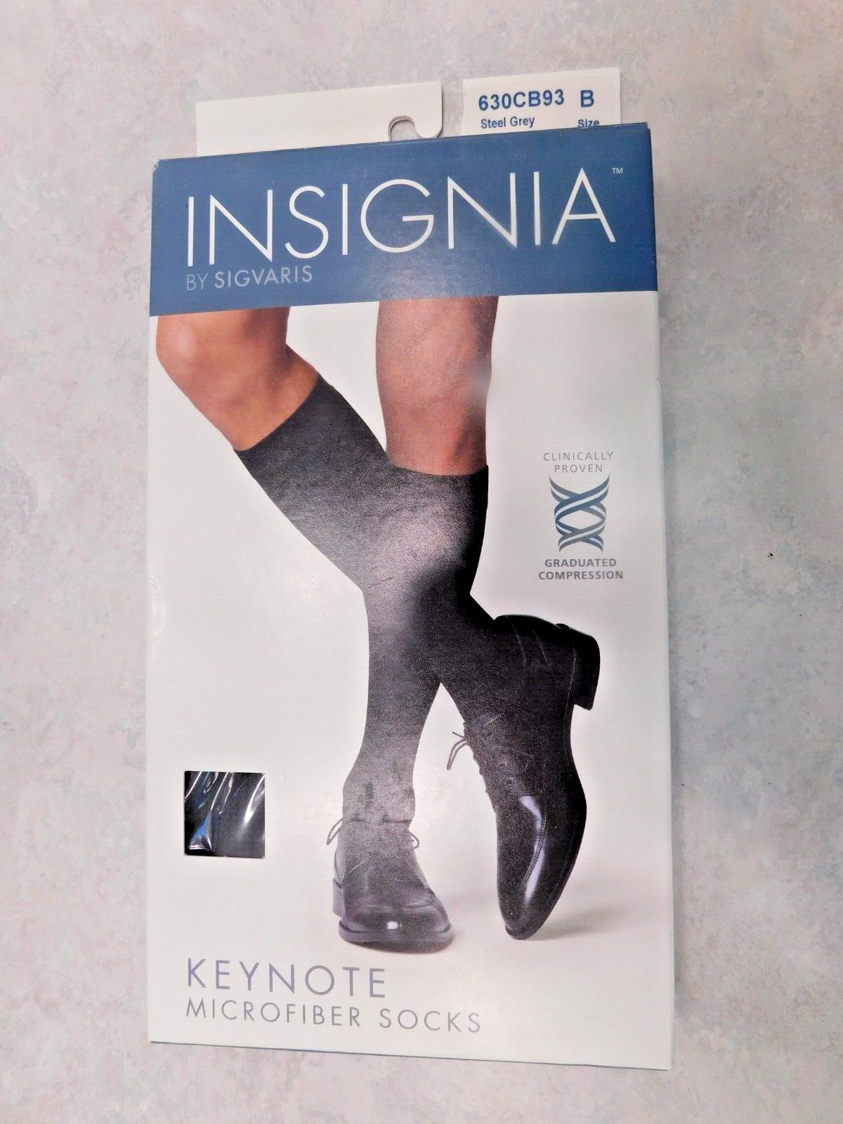 Men's Sigvaris Keynote Microfiber Knee High Compression Socks Steal Grey Size C