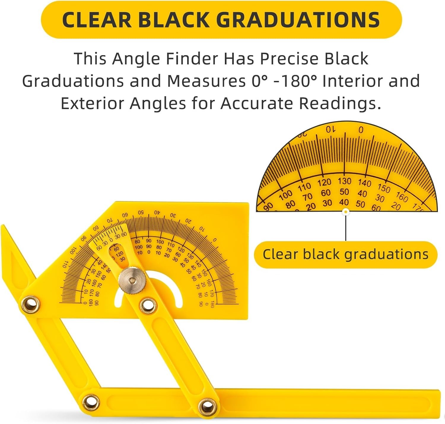 2-Pack Adjustable Plastic Protractors for Angle Measurement, 0°-180°