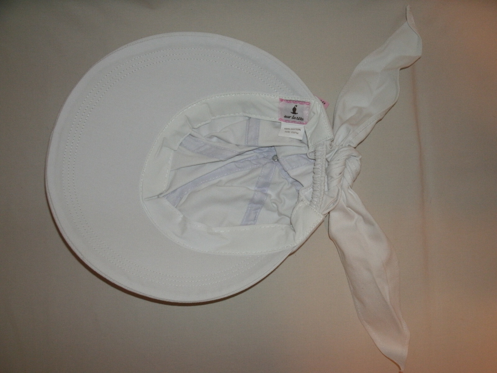 Sur La Tete Women's White Cotton Faceframer or Sun Visor Hat ~ One Size