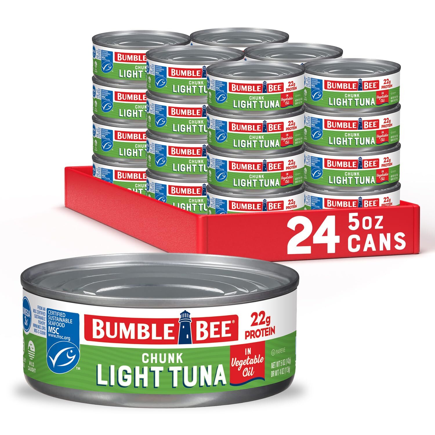 Bumble Bee Chunk Light Tuna In Oil 5 oz Cans Pack of 24 - Wild Caught Skipjac...