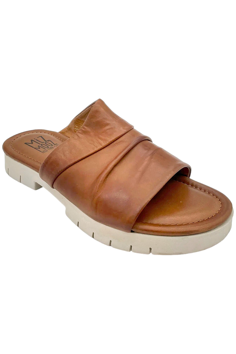 Miz Mooz Leather Slide Sandals Claribel Brandy