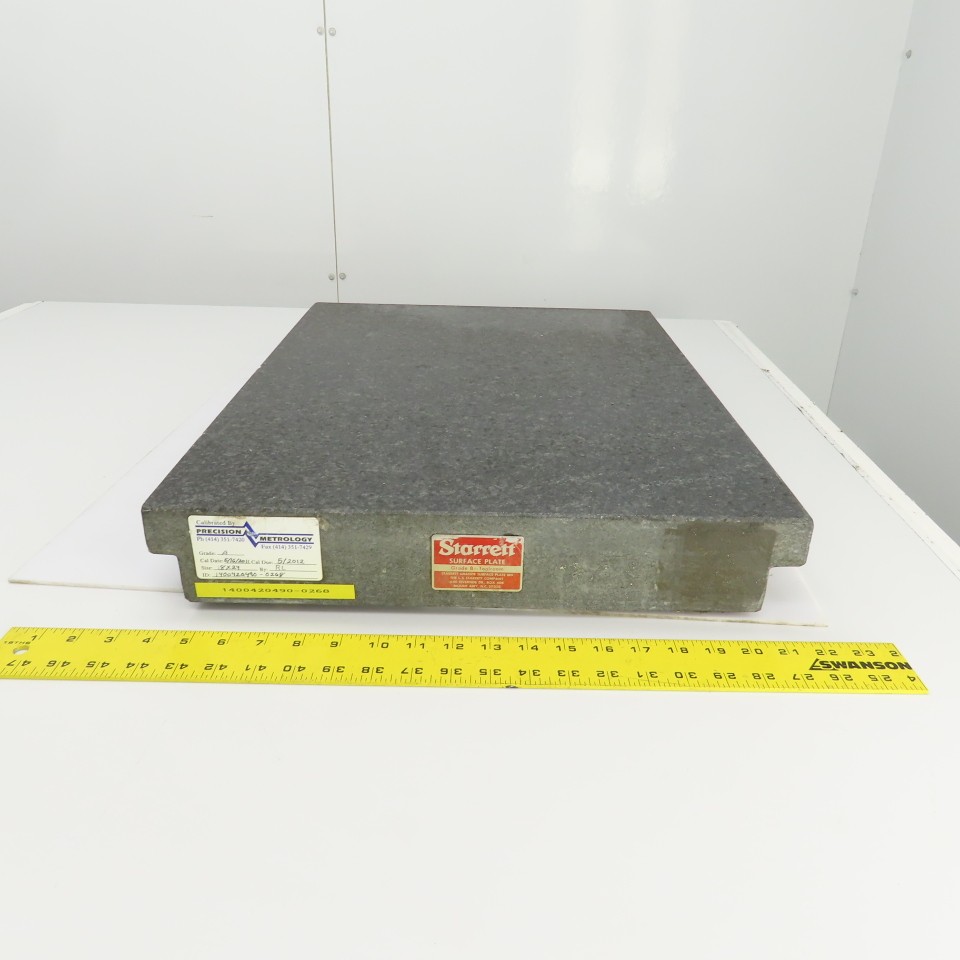 Starrett Grade B 24" x 18" x 3" Thick Granite Surface Toolroom Inspection Plate