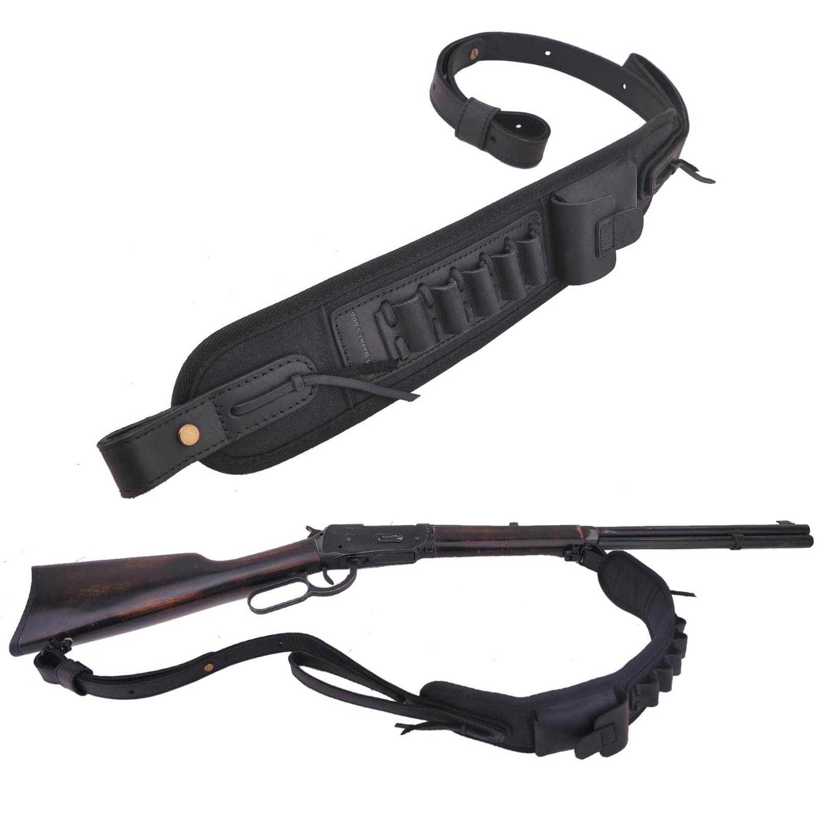 Wayne'S Dog Leather Ammo Holder Rifle Sling Hunting Gun Strap For 30/30 .357