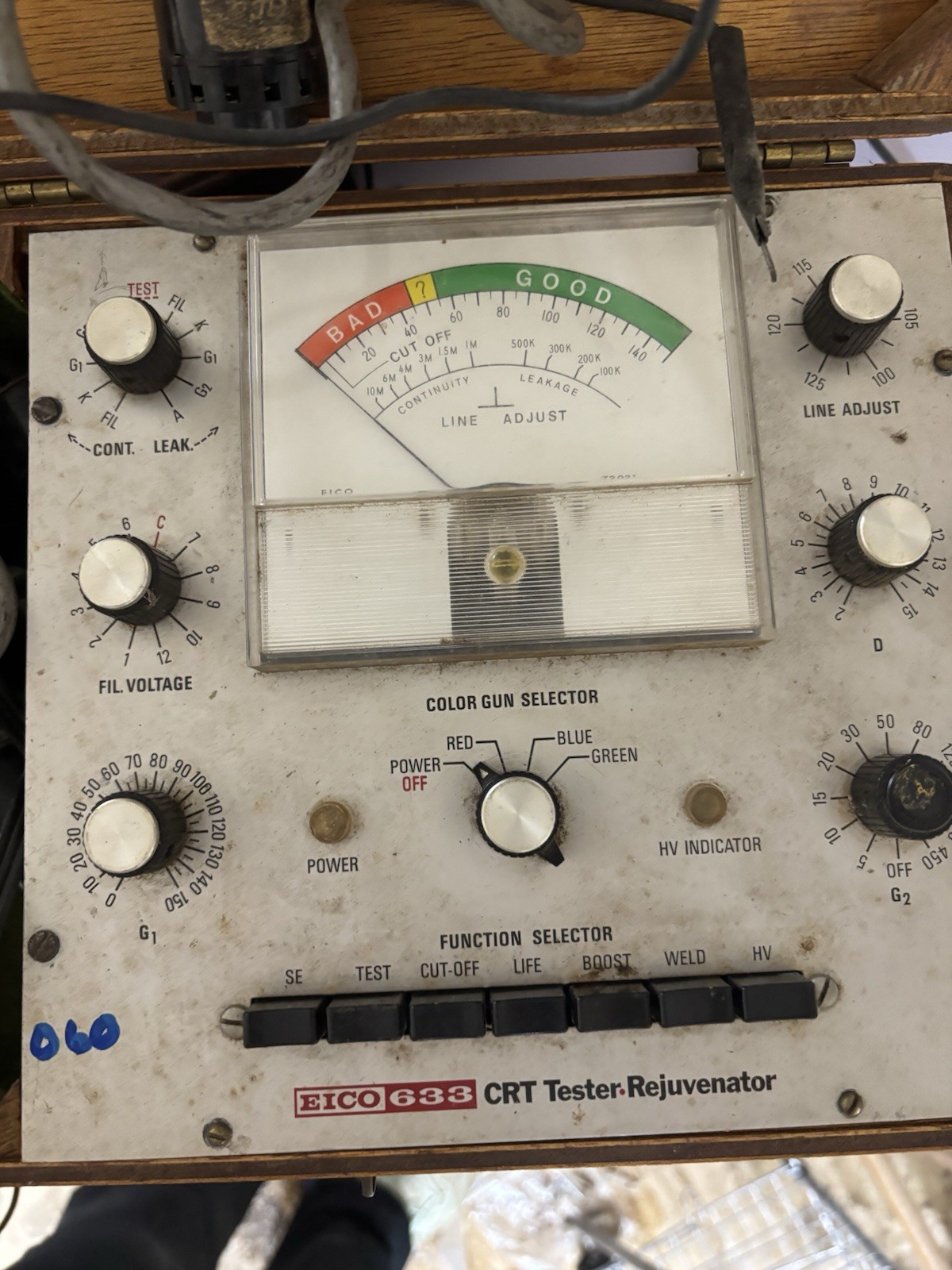 EICO Model 633 CRT Tester Rejuvenator Powers On Untested In Original Case