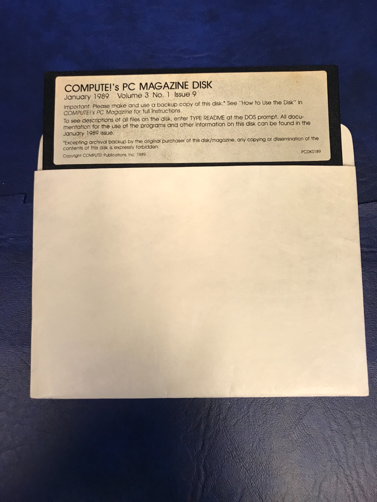 Vintage January 1989 Compute!'s PC Magazine on 5.25" Disk