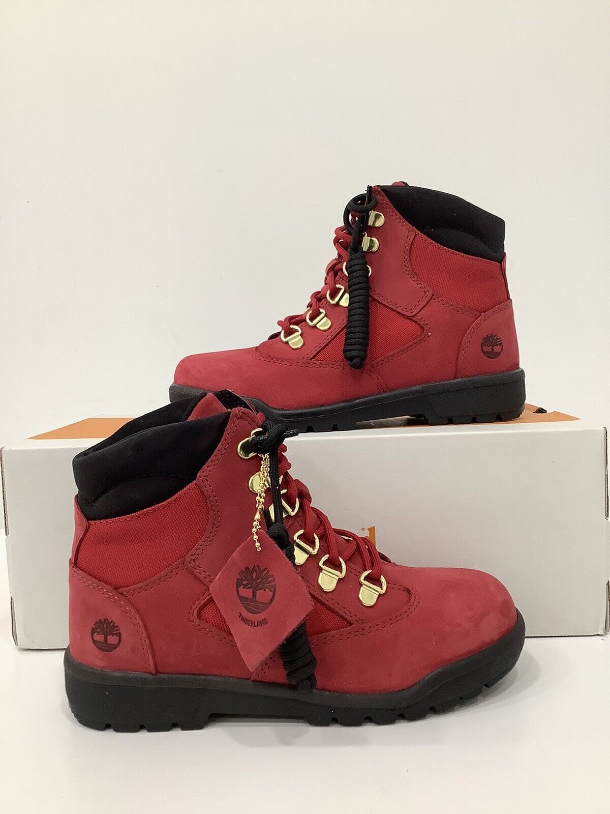 YOUTHS TIMBERLAND FIELD WATERPOOF  RED NUBUCK