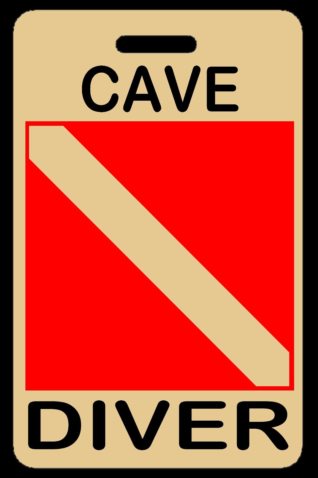 Lo-Viz Tan Cave Diver SCUBA Diving Luggage/Gear Bag Tag - New