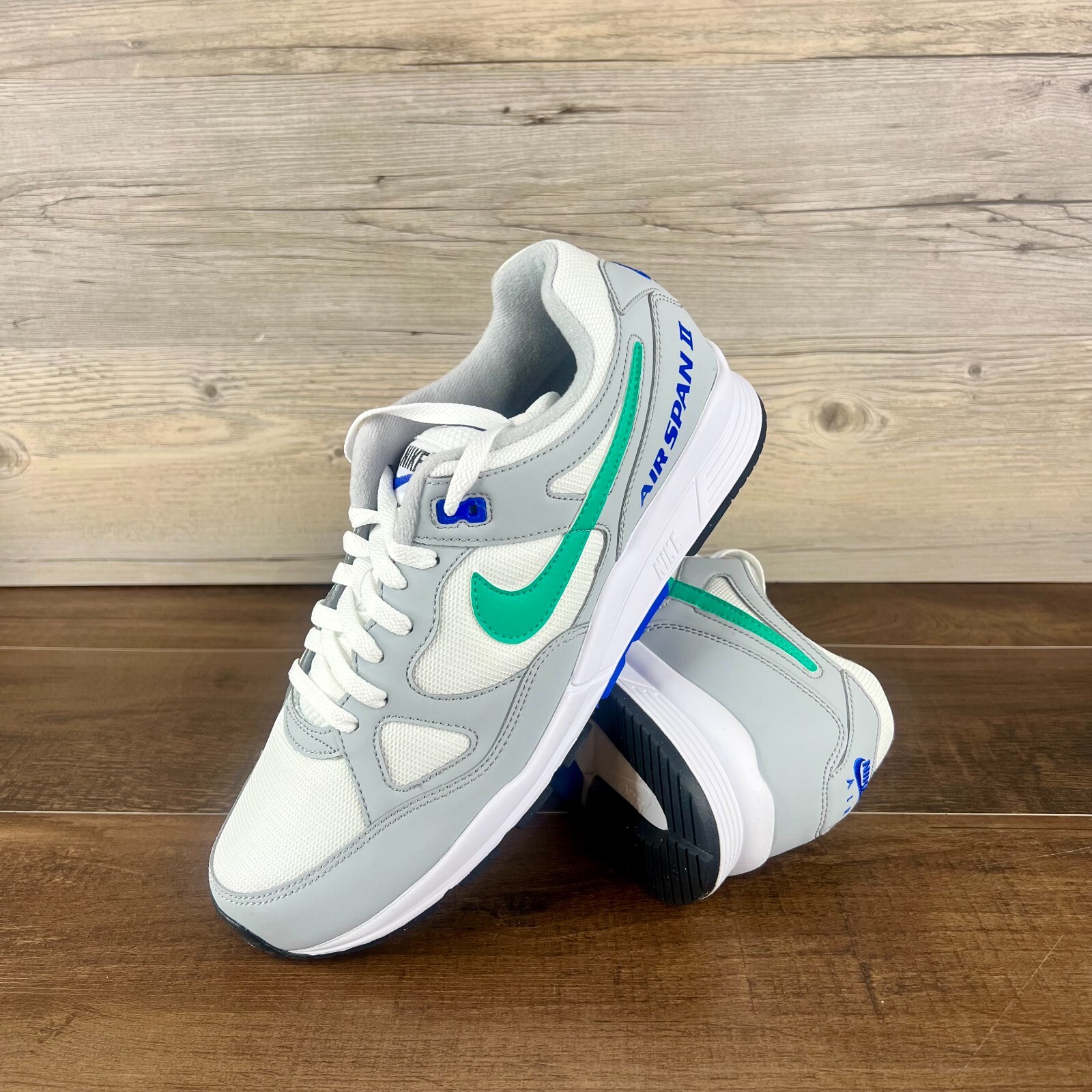 Nike Air Span 2 Mens Size 10.5 Wolf Grey Clear Emerald White AH8047 012