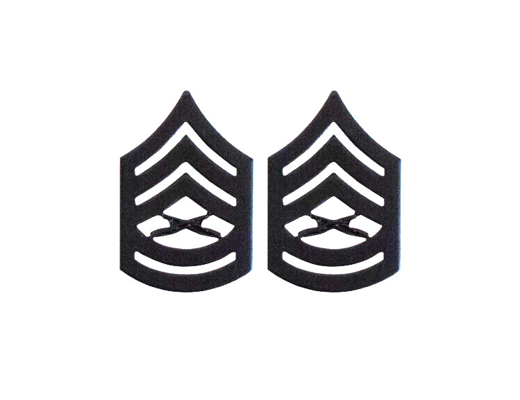 USMC Chevron Gunnery Sergeant Black Metal Pin On Collar Rank
