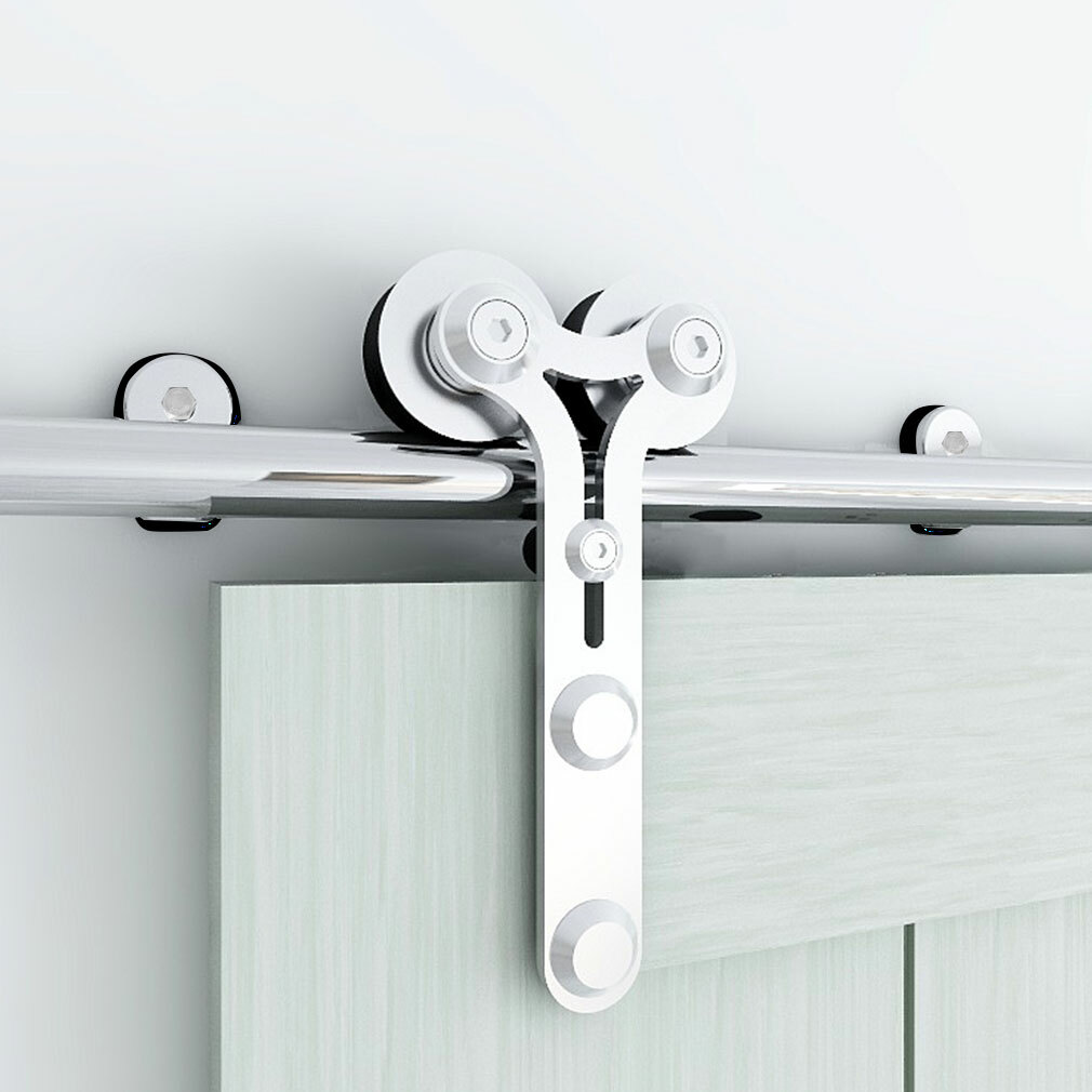 CCJH 4FT-16FT Stainless Steel Sliding Barn Door Hardware Kit TrackRoller Closet