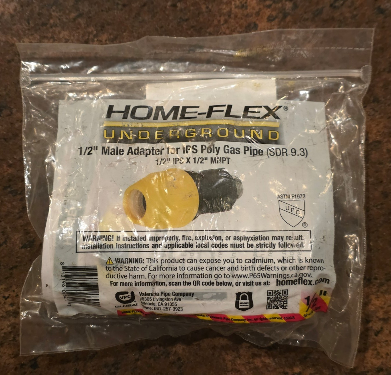 Home-Flex 18-436-005 Underground 1/2" Male Adapter Fitting for IPS Poly Gas Pipe
