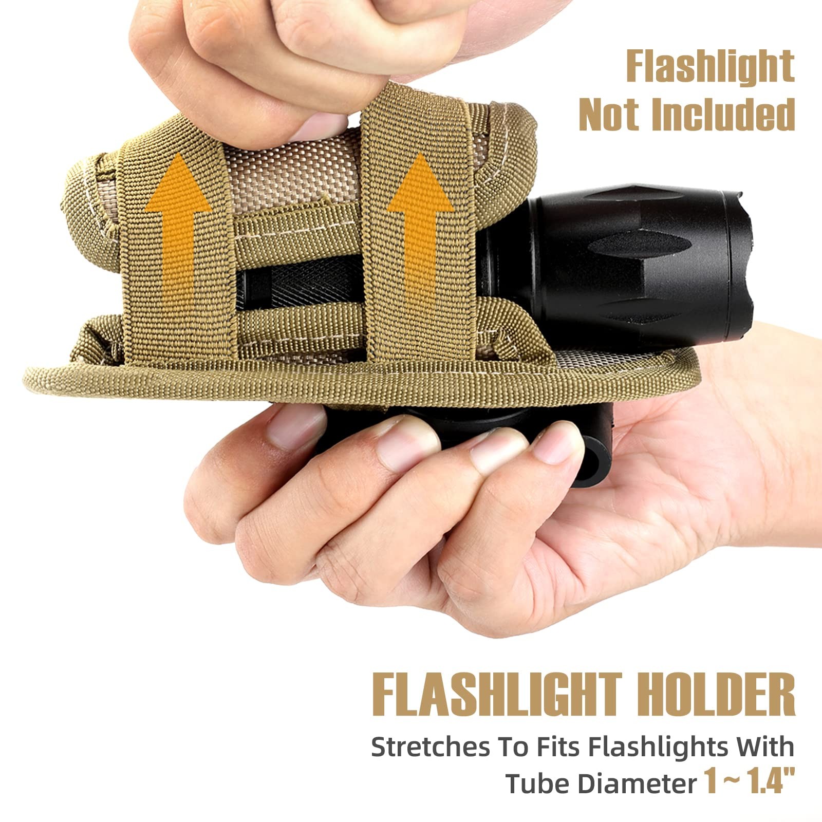 Tactical Flashlight Pouch Holster Rotatable Flashlight Holder Belt Clip Tactical