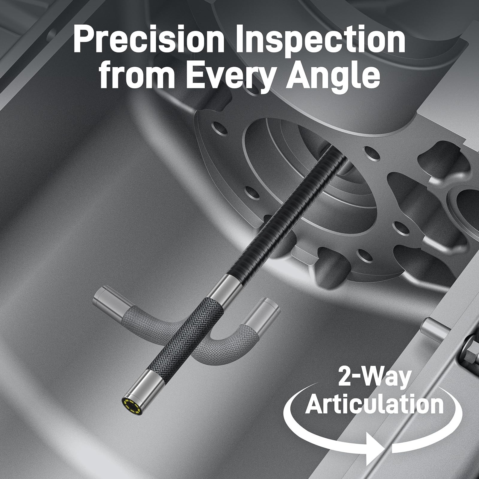Flexible Articulating Borescope Endoscope Camera with Light for Automotive & Wal