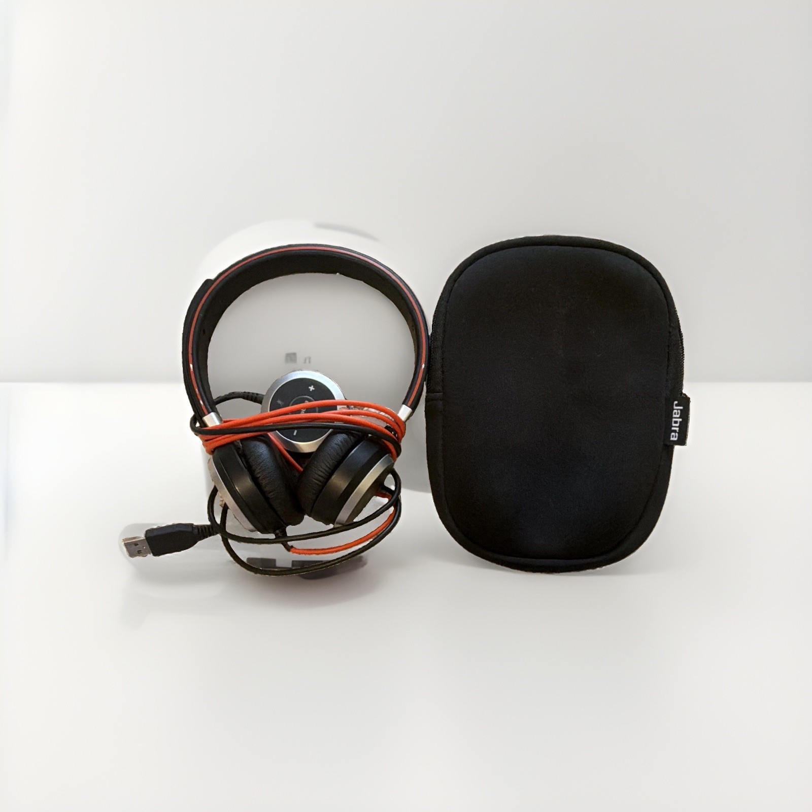 Jabra ENC010 USB Wired Stereo Headset Boom Mic Volume Control w/ Case