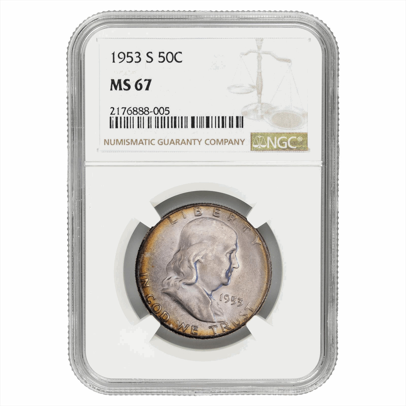 1953S Franklin Half Dollar 50C NGC MS 67