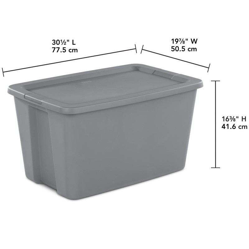 30 Gallon Stackable Plastic Storage Bin W/ Lid Integrated Handles Easy Carrying