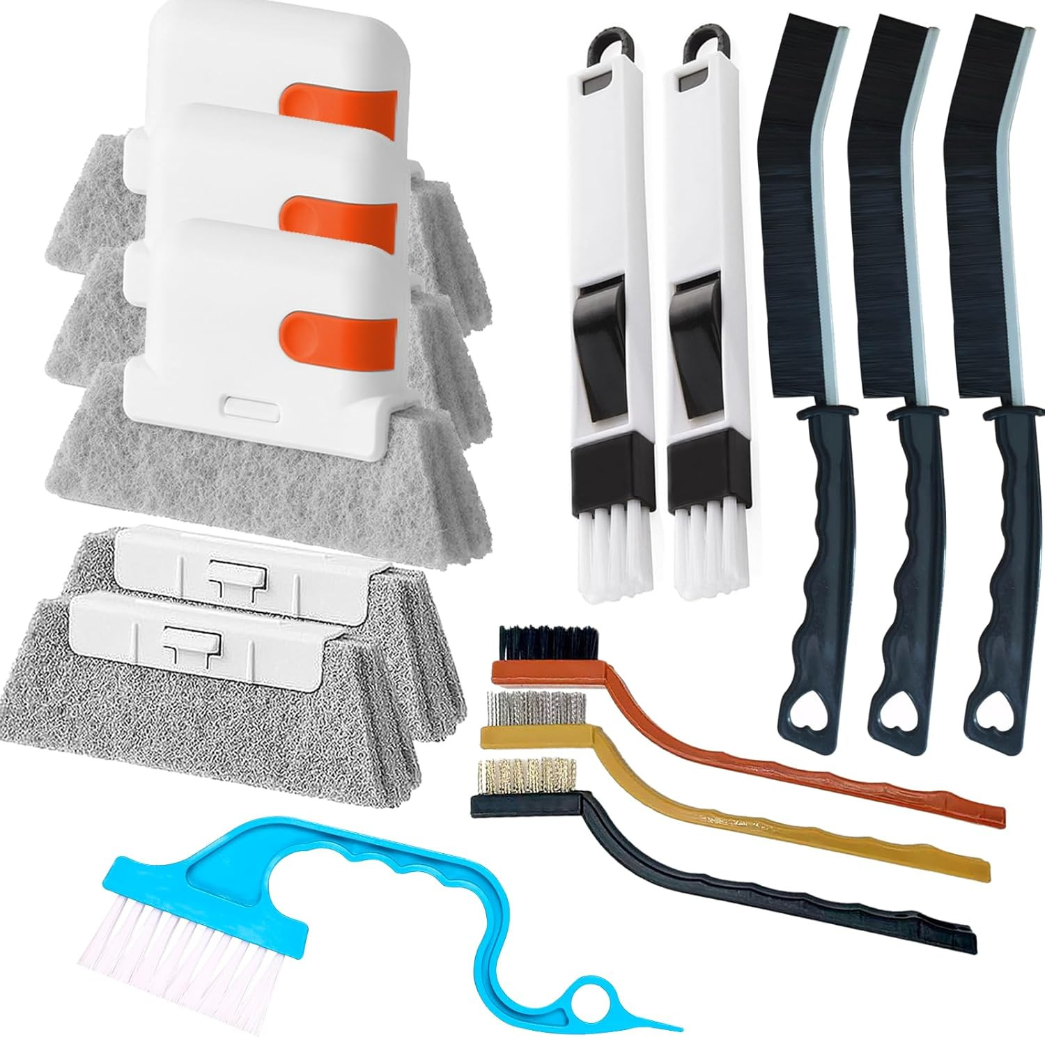 Window Track Cleaner Tools Set - 14 Pcs Window Groove Cleaning Brush Kit, Cre...