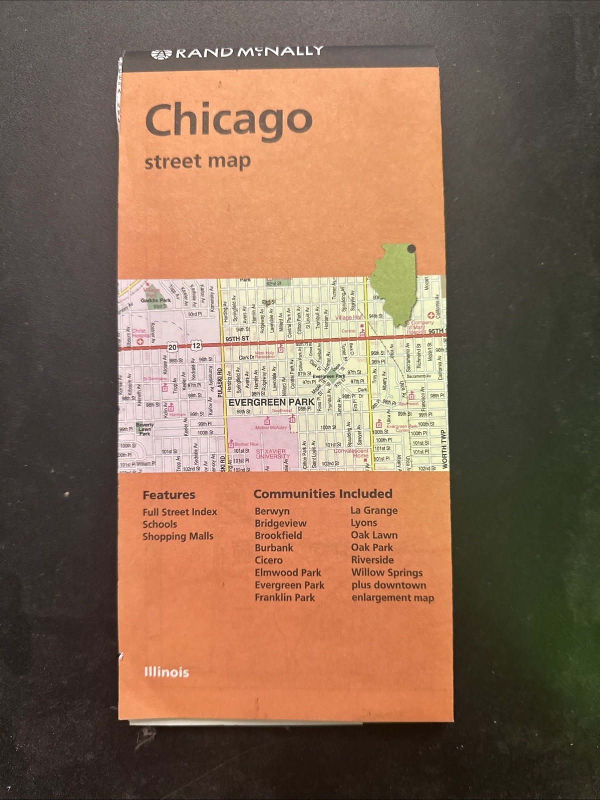 Chicago, Illinois, Folded Street Map, by Rand McNally