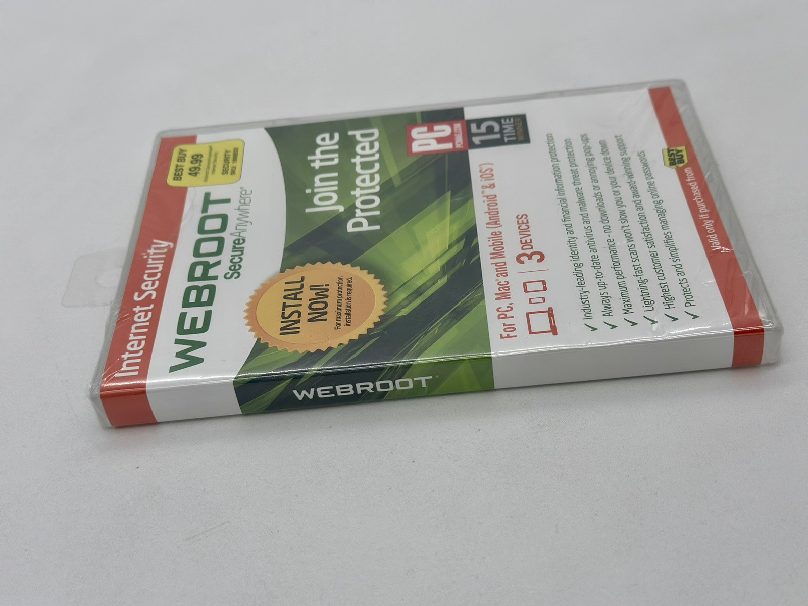 Webroot Internet Security with Antivirus 3 Devices PC Mac and Mobile NEW Sealed