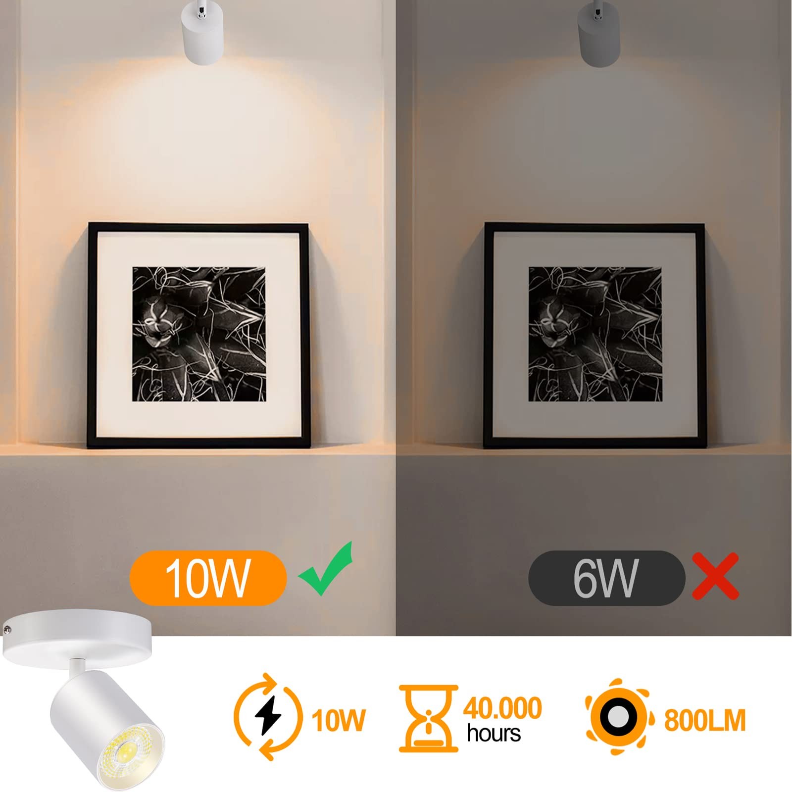 VANoopee LED Dimmable Flush Mount Ceiling Spotlight Adjustable Indoor Accent
