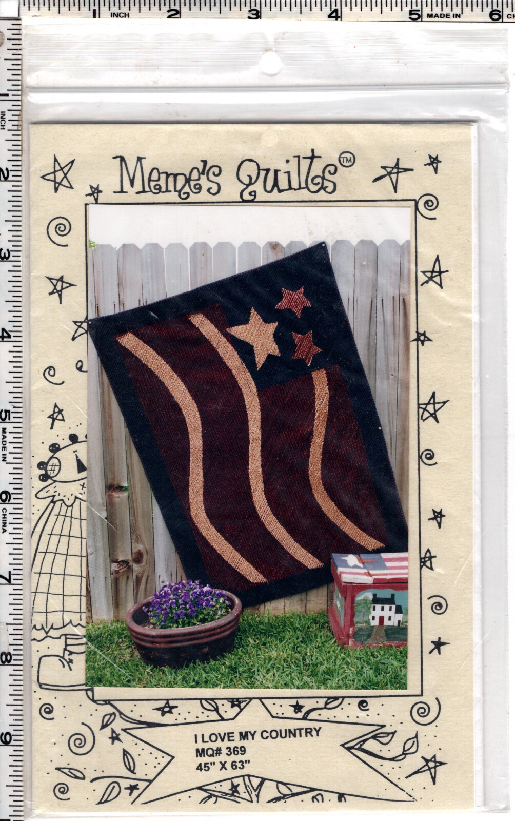 "I Love My Country" ©2001 Mem's Quilts Quilting Craft Pattern # 369 45" x 63"