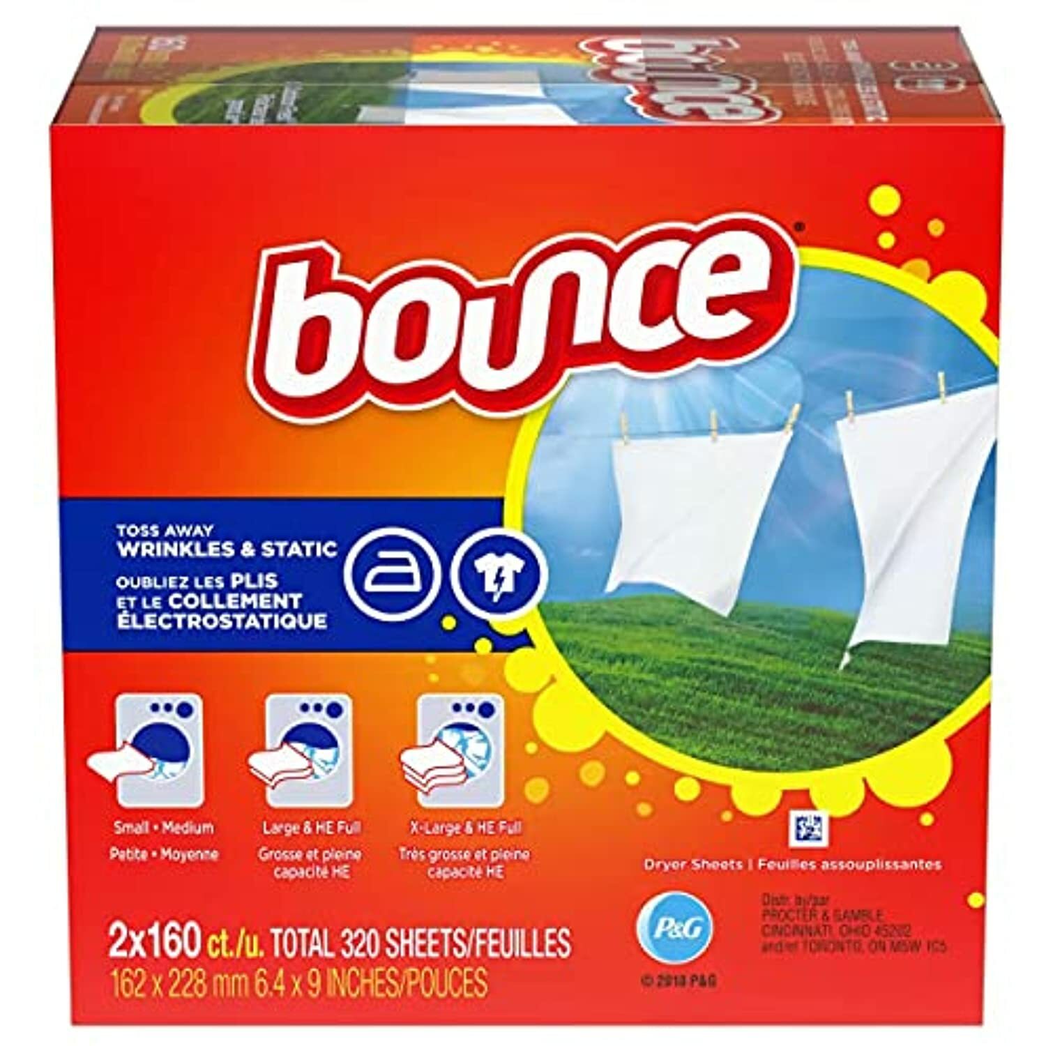 Bounce Fabric Softener Dryer Sheet Outdoor Fresh (2 X 160 ct.), 320Count