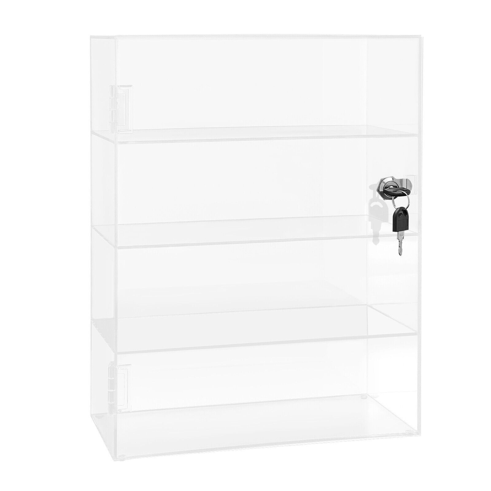 4-Layer Clear Acrylic Display Case 30 × 15 × 40 cm Lockable Countertop Showcase
