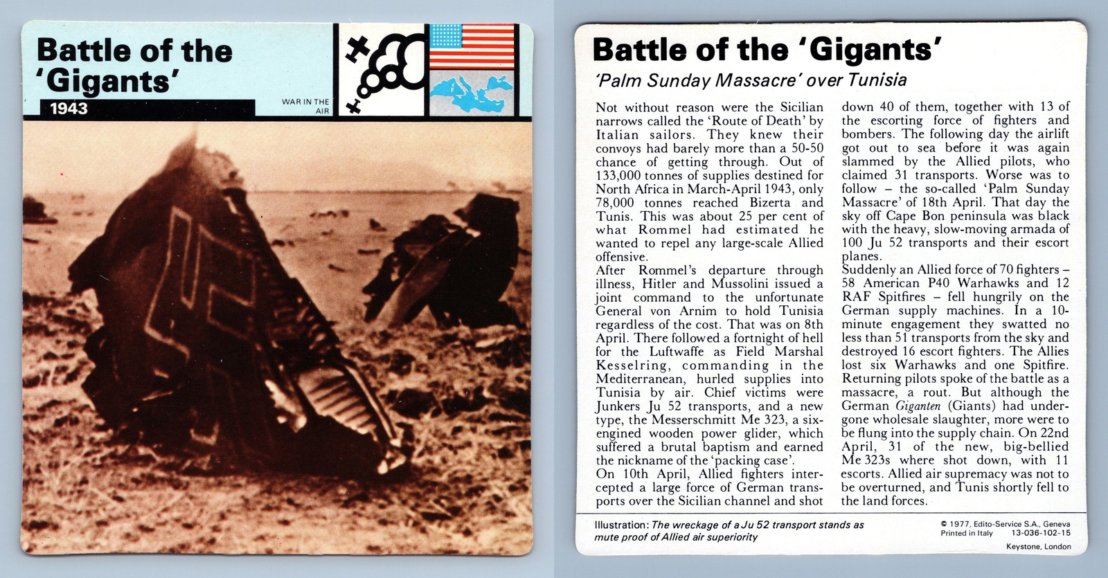 Battle Of The 'Gigants' - 1943 - War In The Air - WW2 Edito-Service SA 1977 Card
