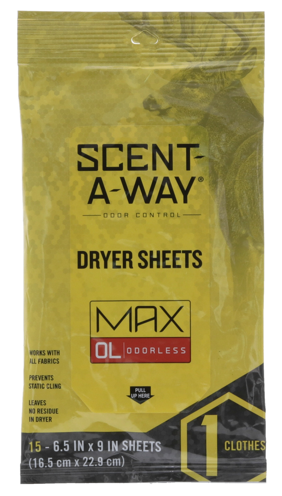 Scent-A-Way 07707 Max Dryer Sheets Odor Eliminator Odorless Scent Dryer Sheet 15