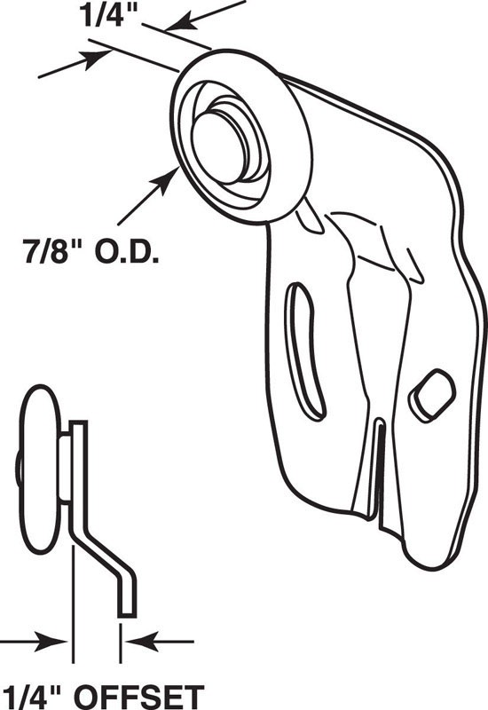 Prime-Line 16257-F Steel Side Mount Roller Assembly 7/8 Dia. x 1/4 W in.