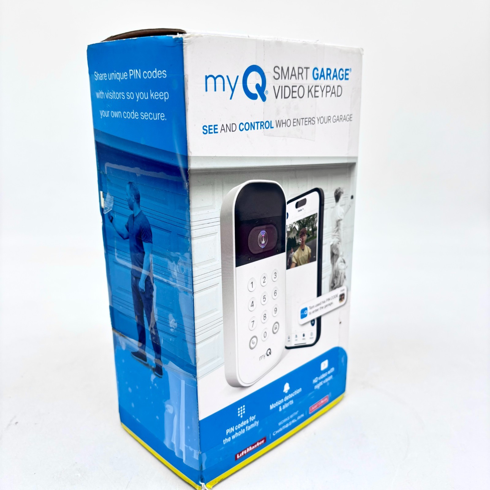 myQ Smart Garage Video Keypad with Motion Detection & Alerts - White