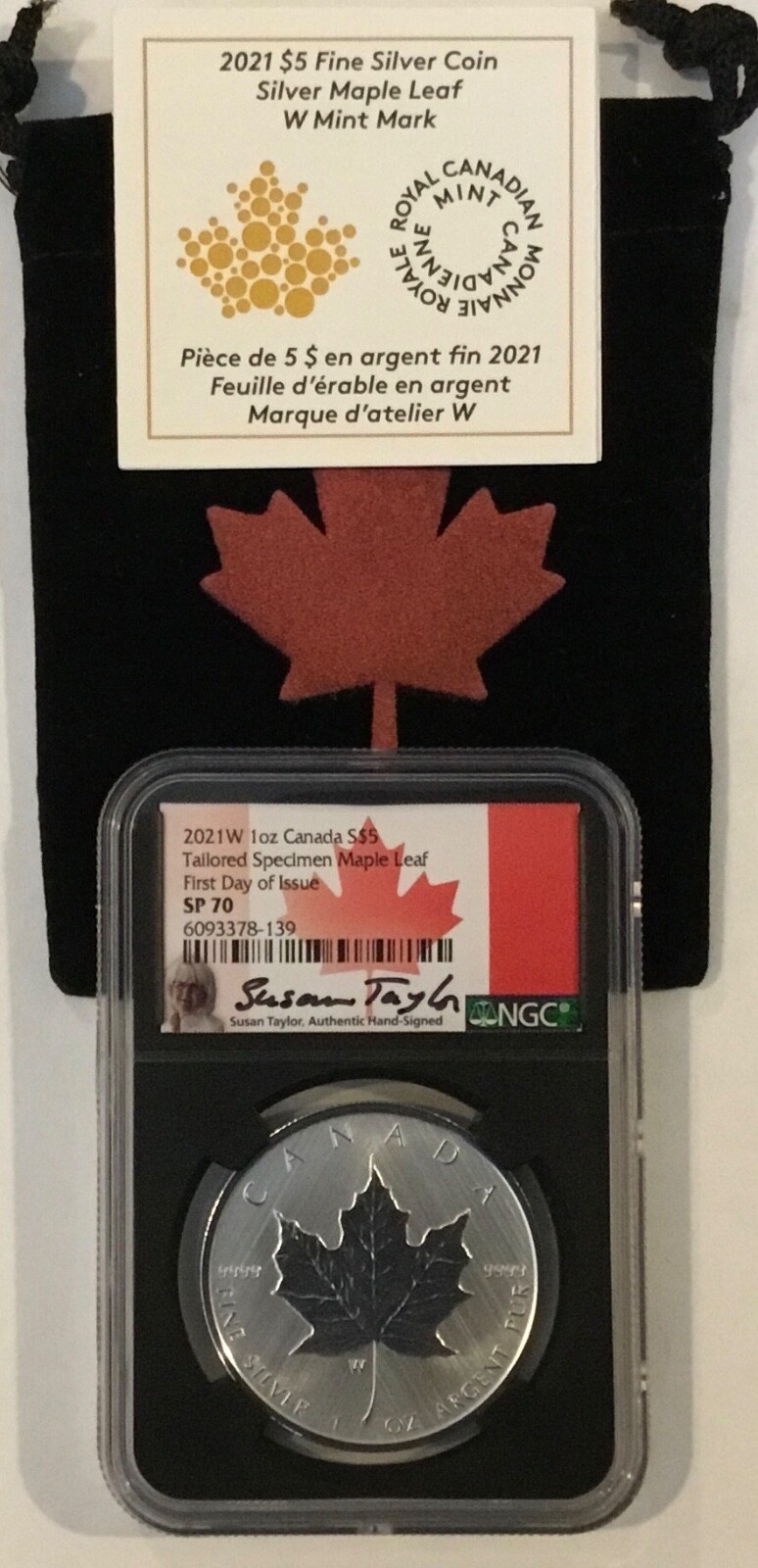 2021W 1oz Canada $5 Tailored Specimen Silver Maple Leaf NGC SP70 Taylor FDOI !