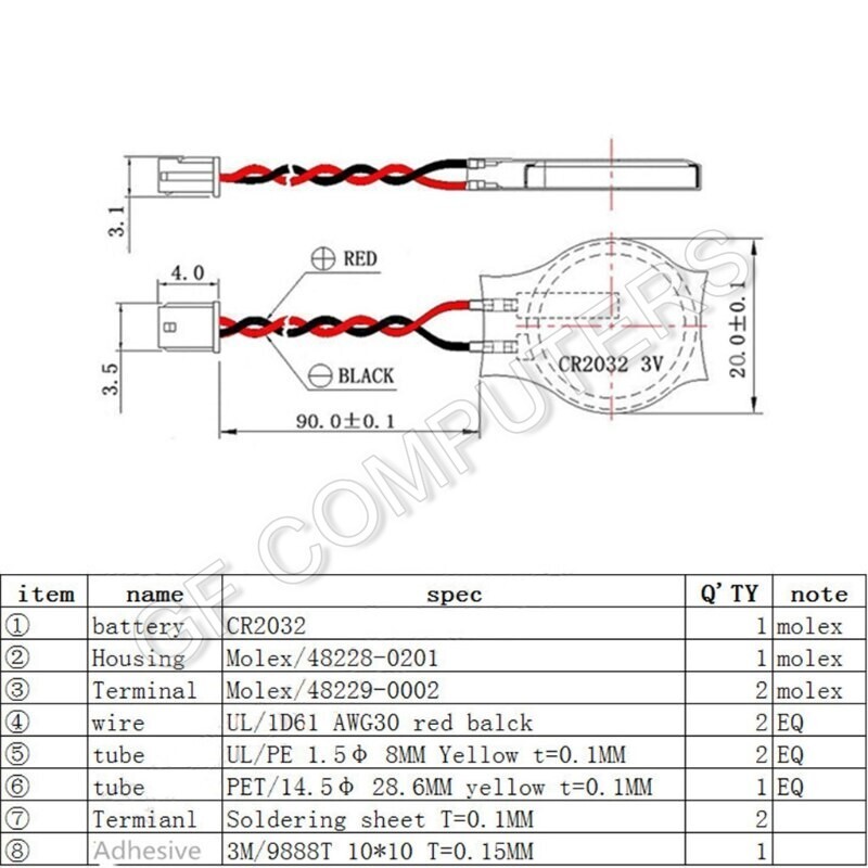 Lenovo Replacement RTC CMOS Battery 00HN933 CR2016