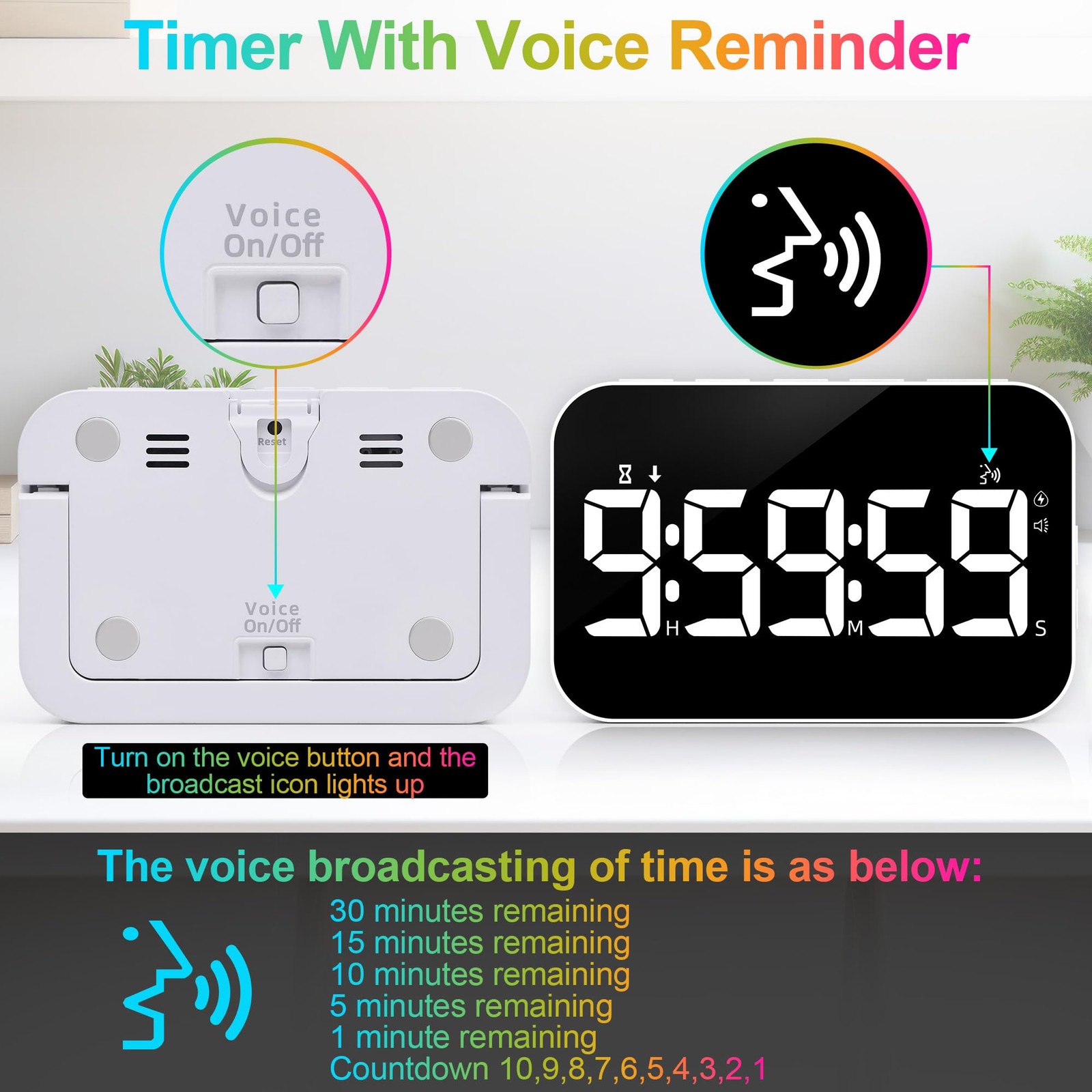Kitchen Digital Timer, Rechargeable Magnetic Count Down Up Timer, Vibration M...