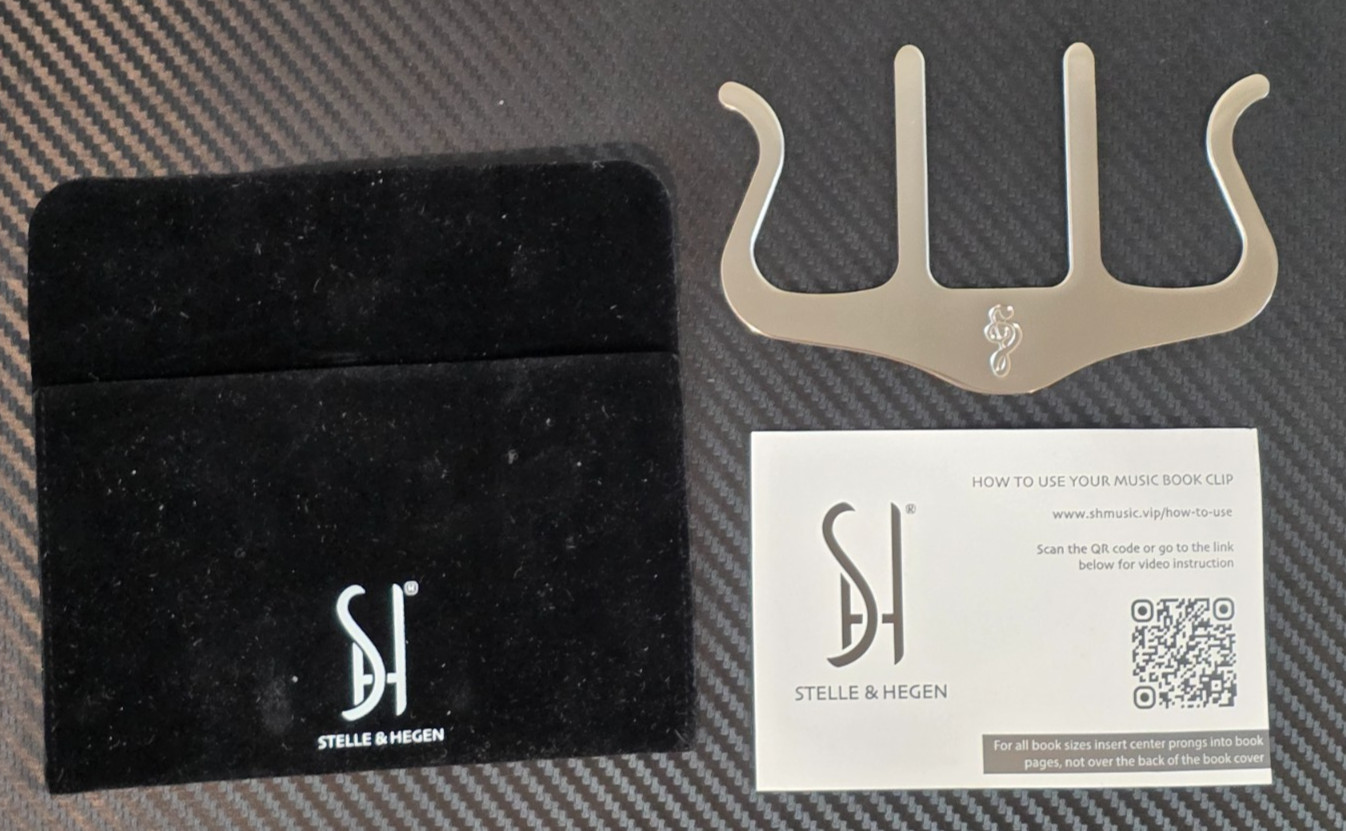 Stelle & Hegen Stainless Steel Music Book Clip Page Holder with Velvet Bag