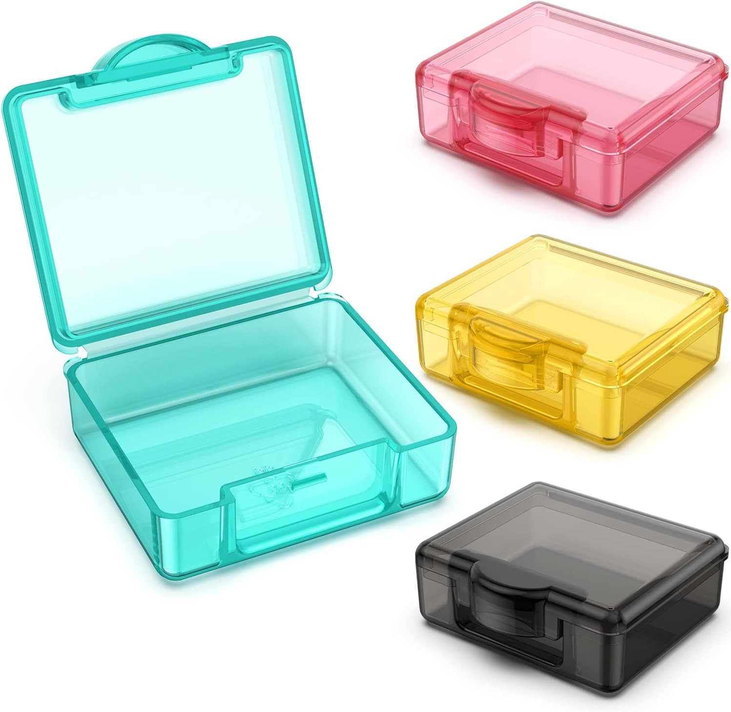 Small Pill Box 4 Pcs,Cute Travel Pill Organizer Case Mini Tiny Clear Plastic Sto