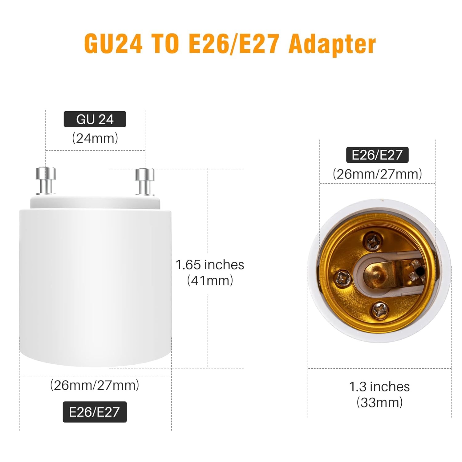 GU24 To E27 /E26 Screw LED Light Lamp Bulb Base Adapter Socket Converter Adaptor