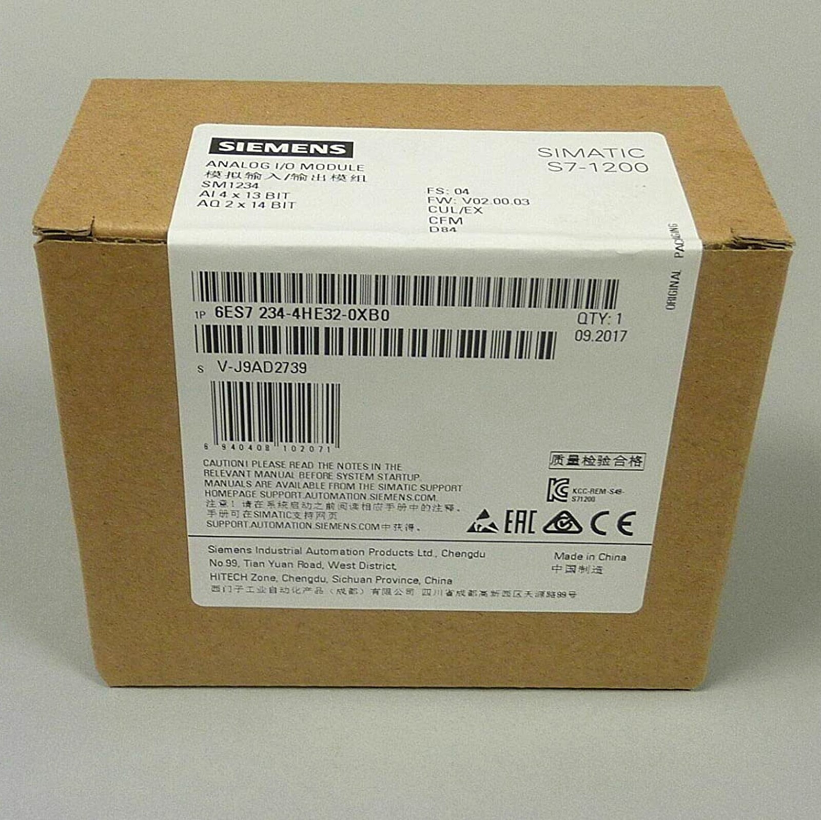 Siemens SIMATIC S7-1200 Analog SM1234 6ES7234-4HE32-0XB0 6ES7 234-4HE32-0XB0