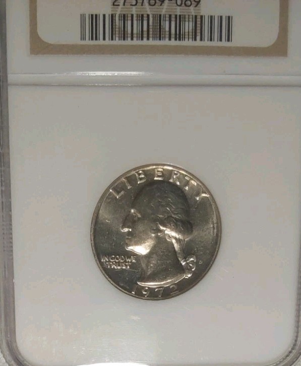 1972 D WASHINGTON QUARTER NGC Mint State 66 Brilliant White Very Clean