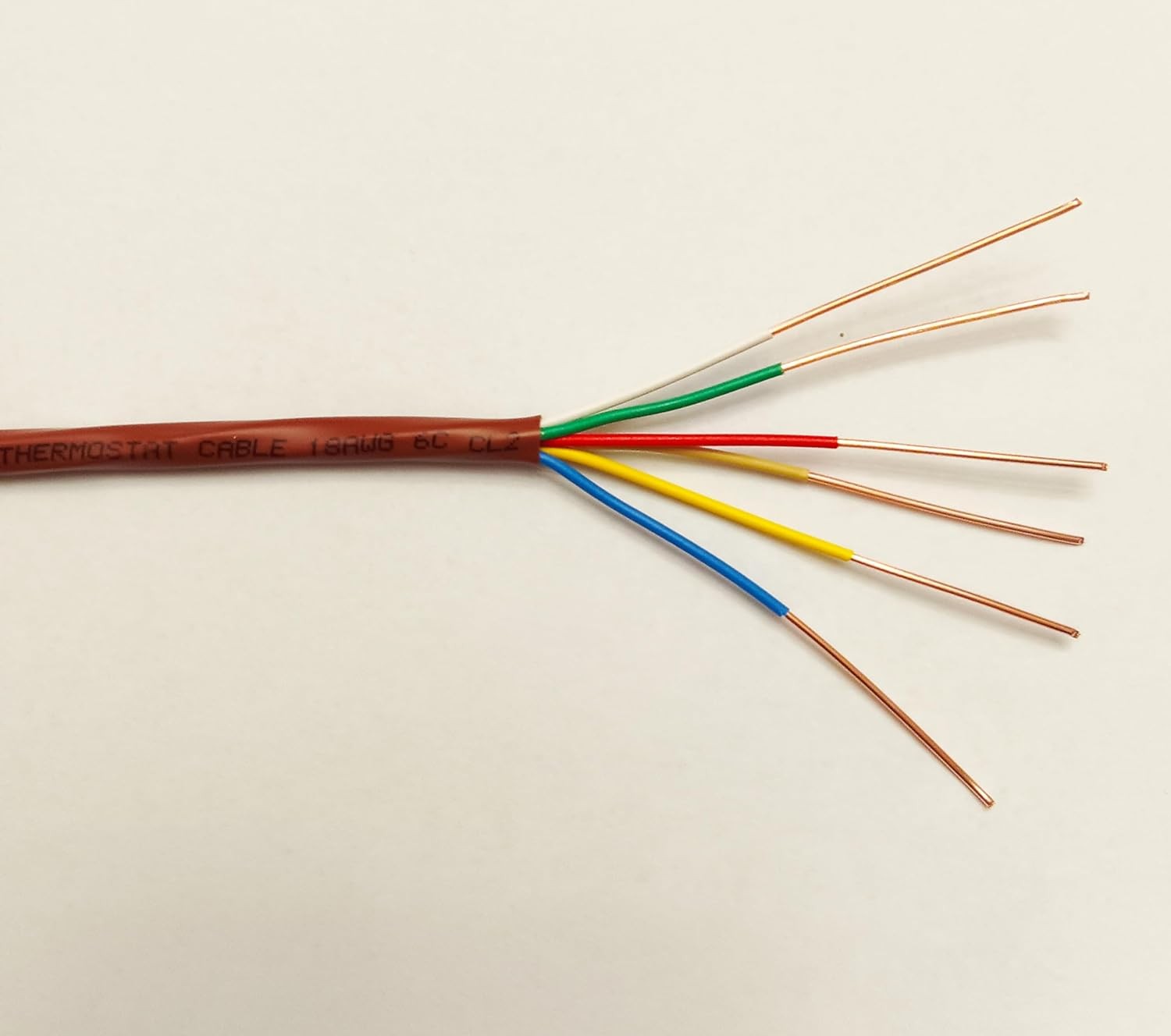 18/6 100ft Thermostat Wire - Solid Copper 18 Gauge - CL2 - Power 100ft, brown