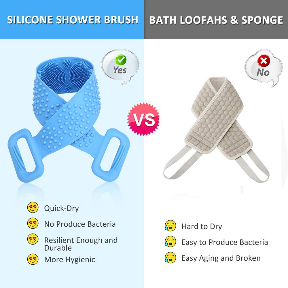 Silicone Bath Body Brush Long Home Kitchen Durable Multipurpose
