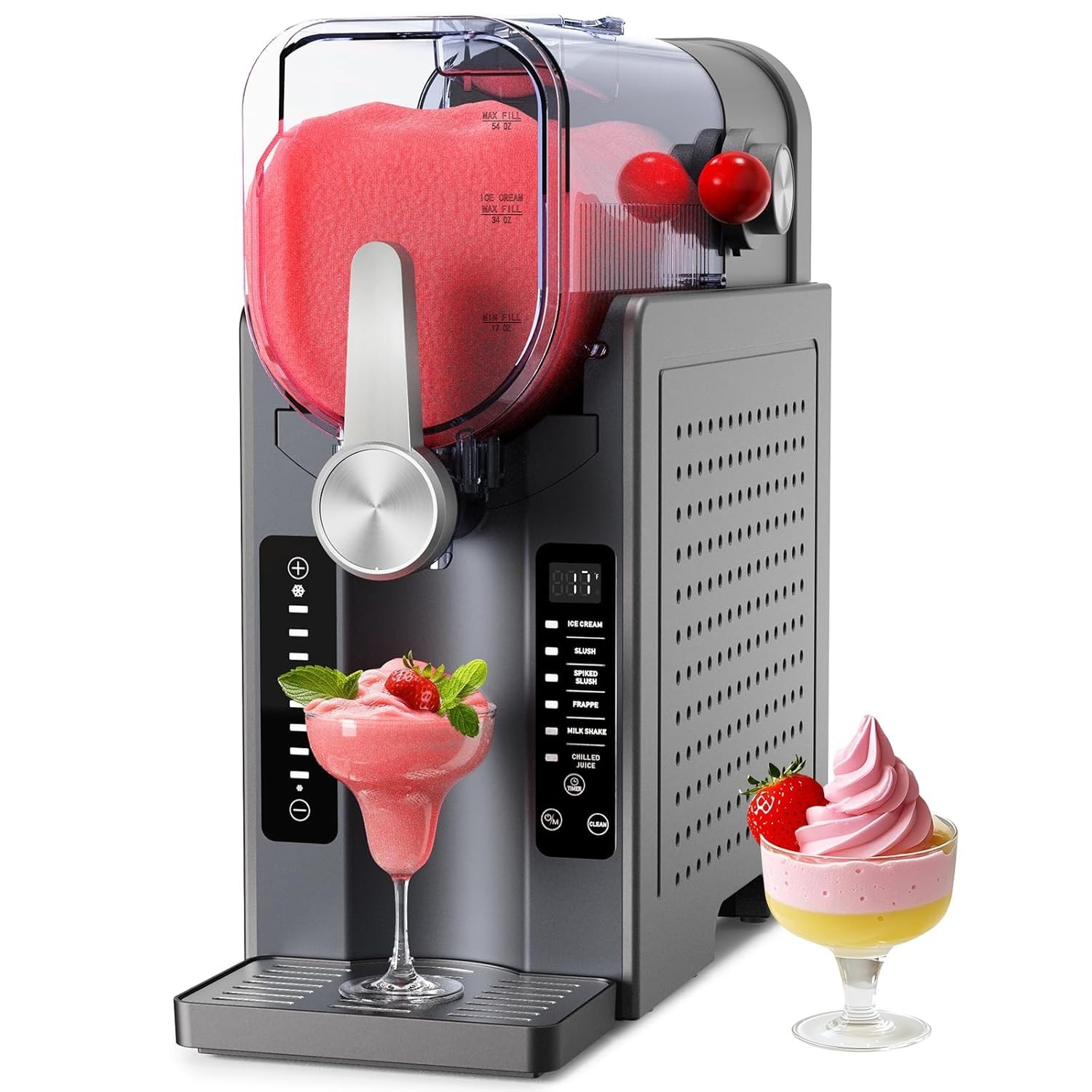 No Ice Slushie & Soft Serve Machine, 6 Preset Programs, Auto-Clean, LED Display