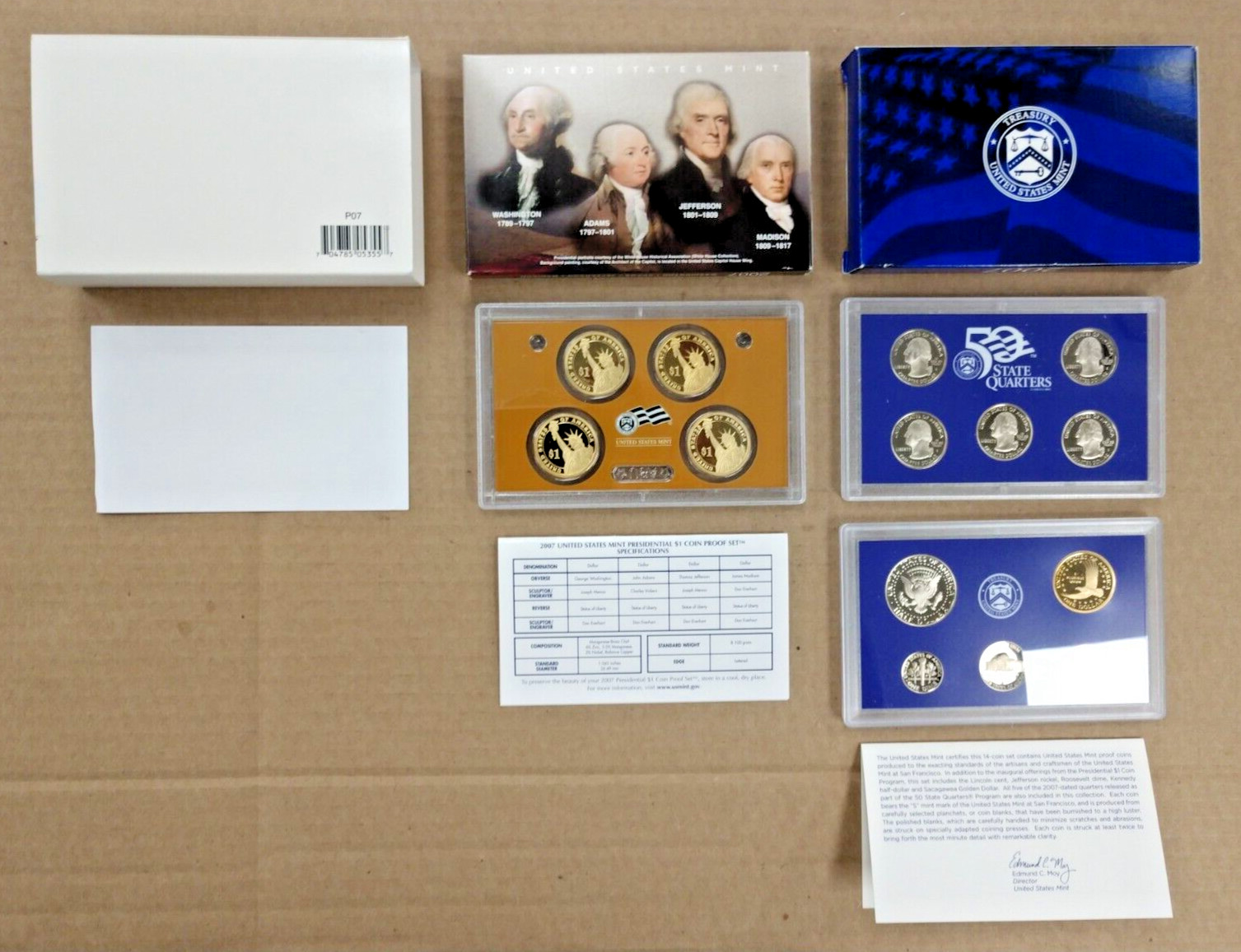 2007 S U.S. Mint 14 Coin Proof Set w/ Original Packaging and Certs