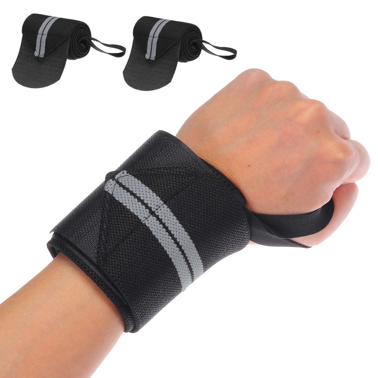 2 Pcs Wrist Brace, Lifting Wrist Wraps Gym Strap for Men Women, Grey