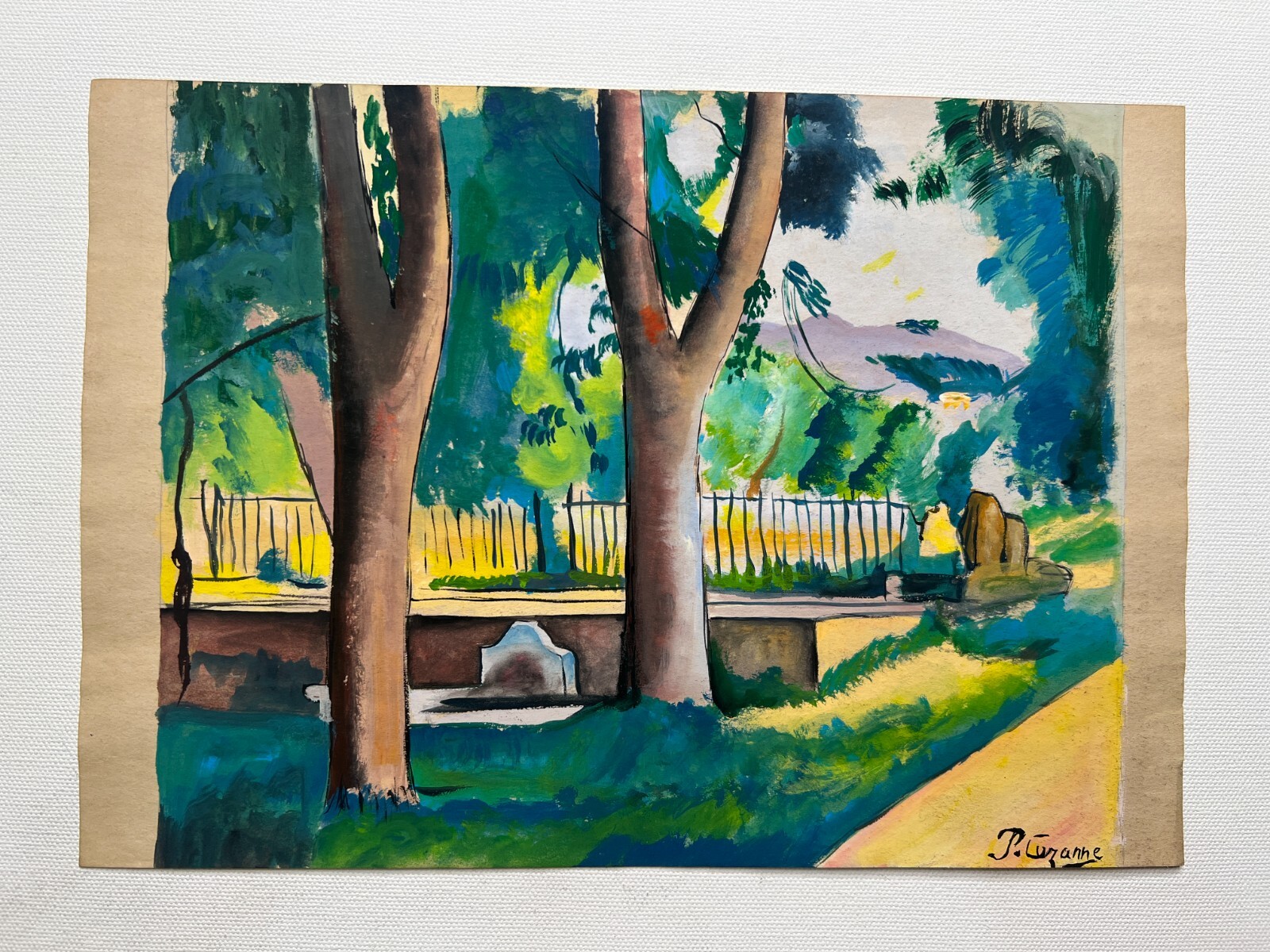 PAUL CEZANNE  Drawing on paper (Handmade) signed and stamped vintage art  mixed