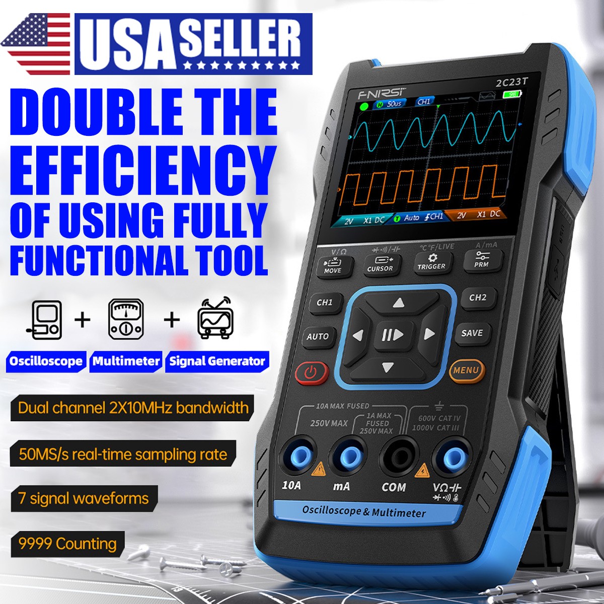 2C23T 3-in-1 handheld Digital Oscilloscope Multimeter Function Signal Generator