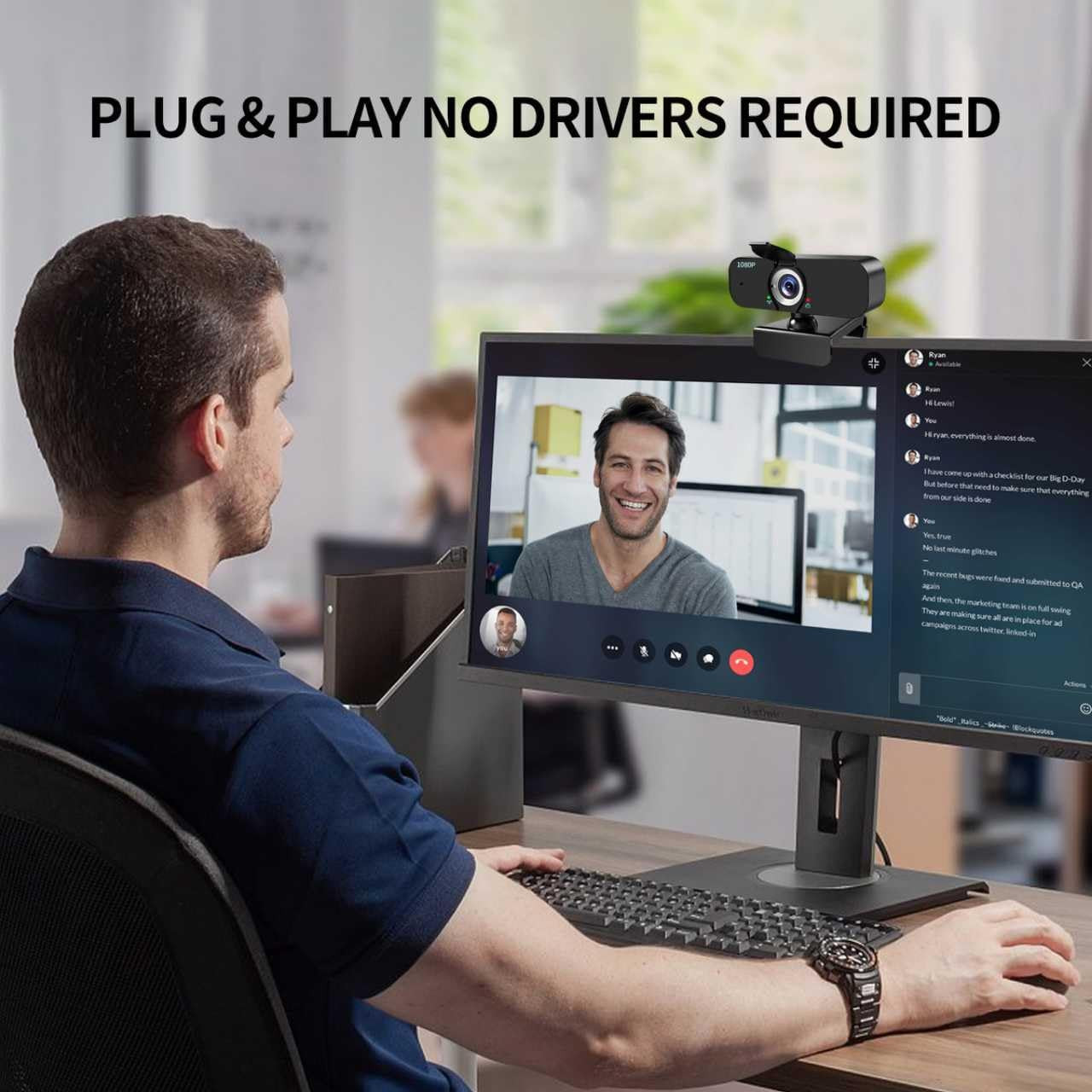 1080P Webcam for Computer/Laptop/Desktop/Pc, External Camera with Microphone
